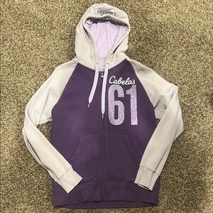 Cabela's Lavender and Light Gray Zip-Up Hoodie